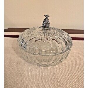 Vintage Signed Val St Lambert Crystal Covered Candy Dish C 1930